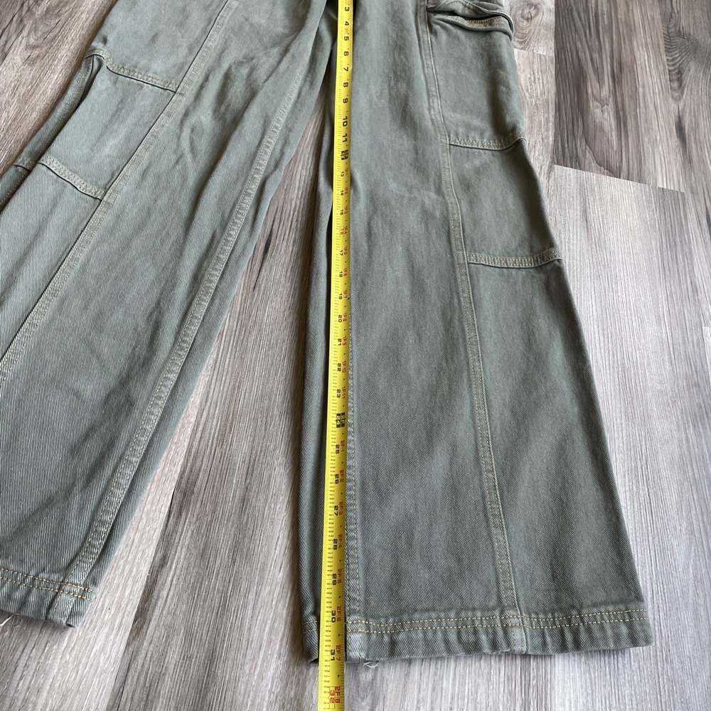 PacSun Low Rise Puddle Cargo Pants Olive Green XS Wide Leg Utility Skater Y2K - Picture 4 of 6